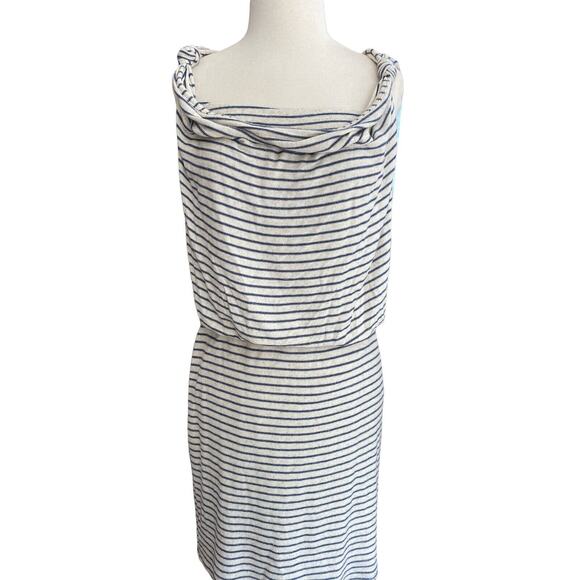 Small Made In San Francisco Blue Cream Striped Sleeveless Dress - Picture 1 of 5